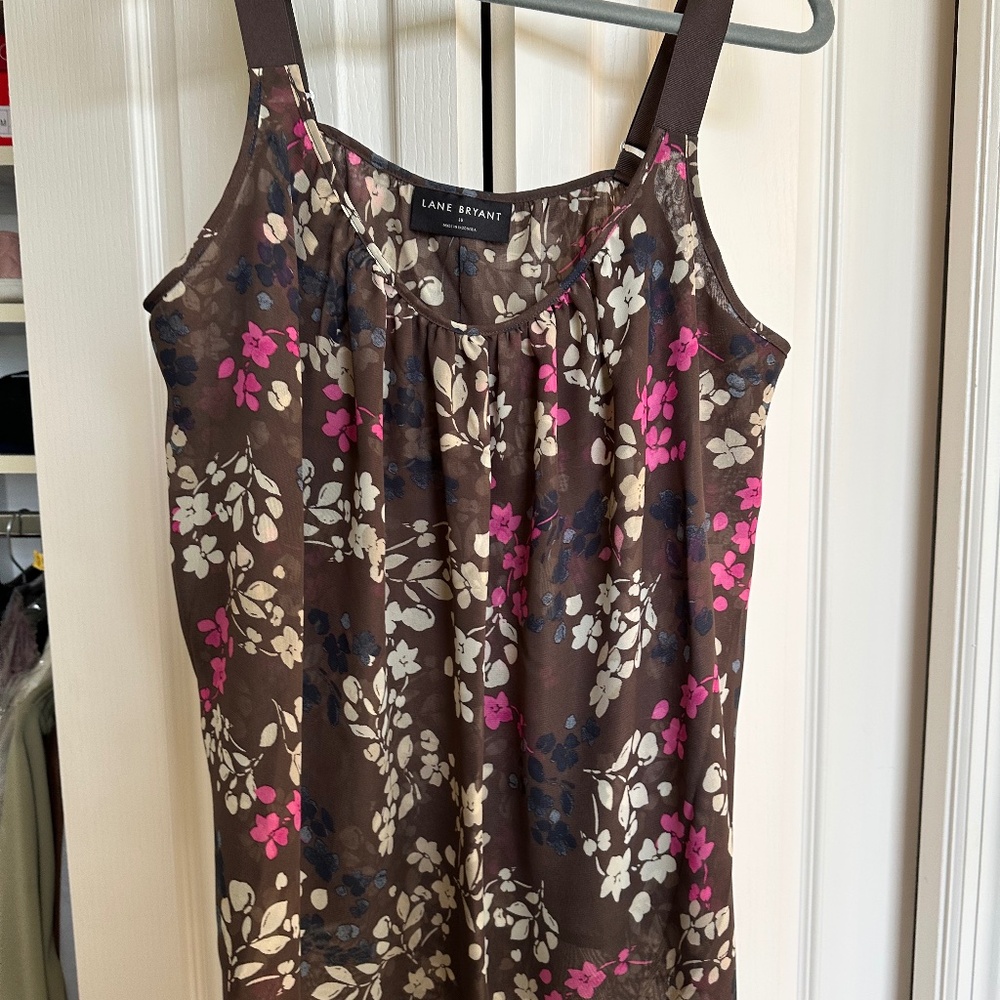 Lane Bryant Floral Chiffon Sleeveless Top